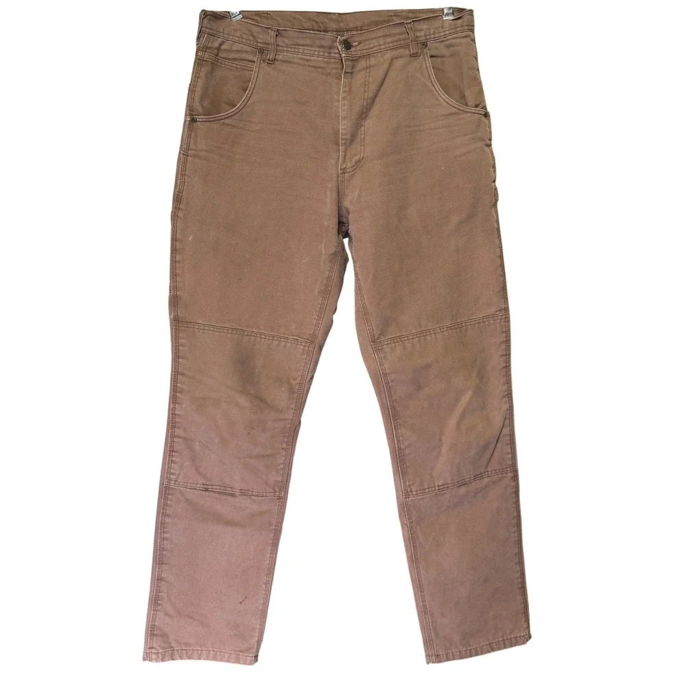 Lakin McKey Trading Co Brown Flannel Lined Double Knee Work Pants 36x36